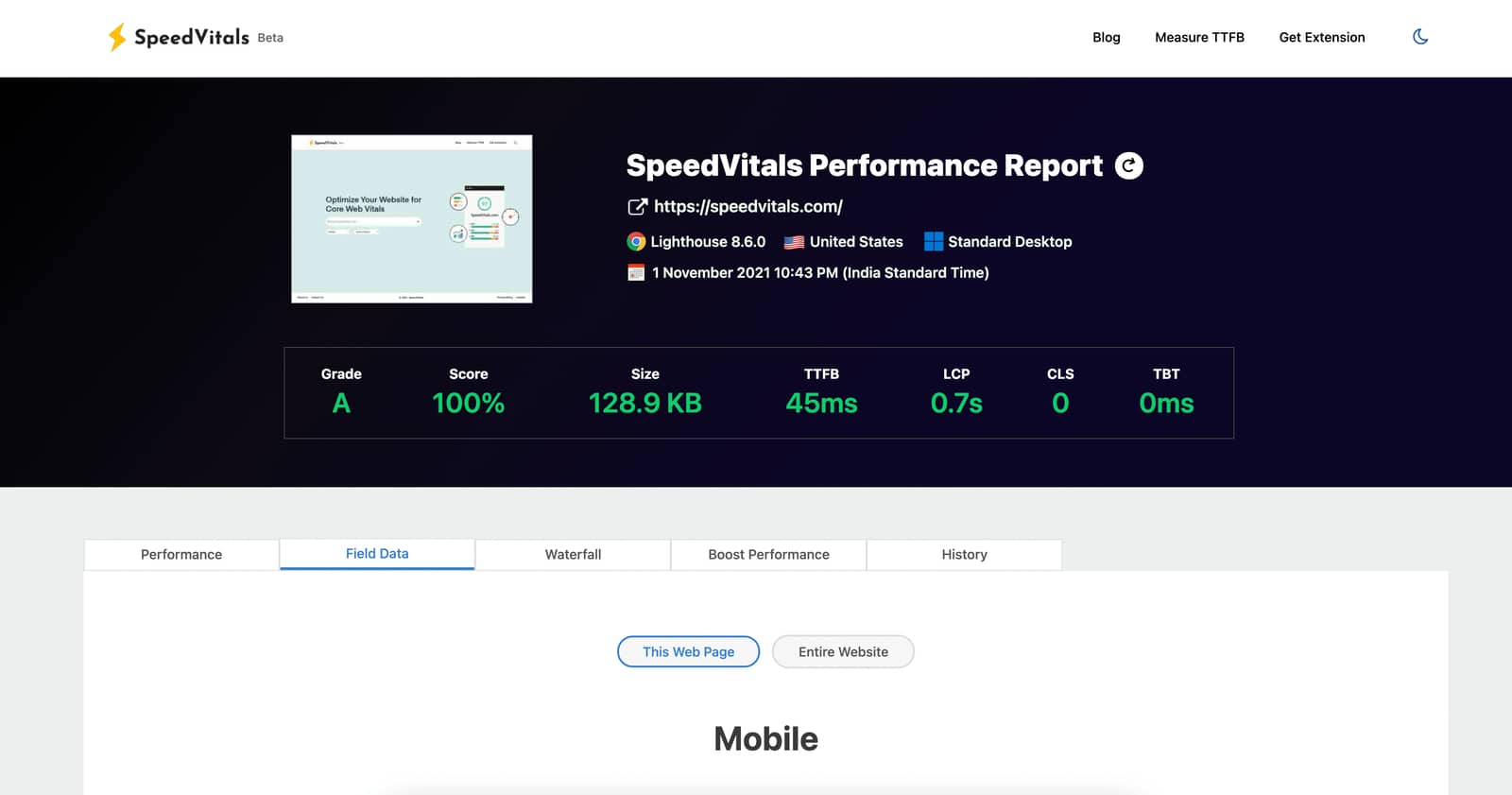 SpeedVitals Field Data