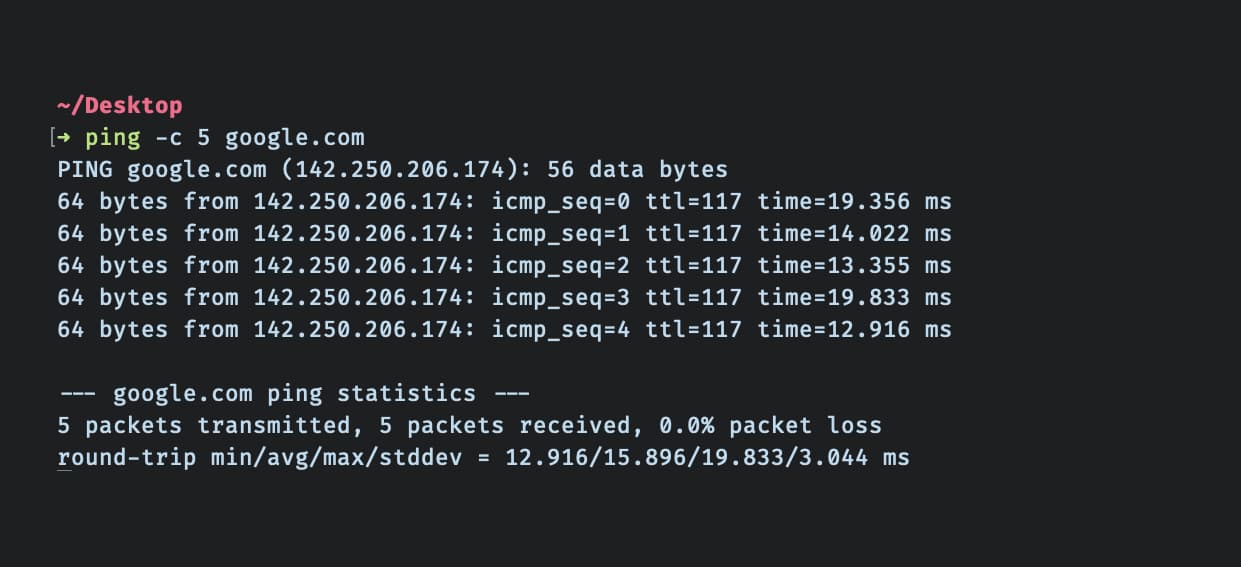 RTT Measure using Ping