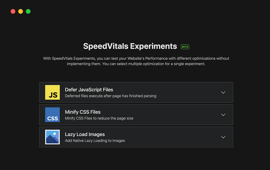 SpeedVitals Experiment