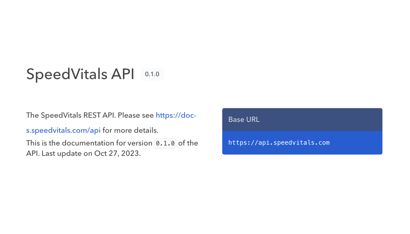 SpeedVitals API